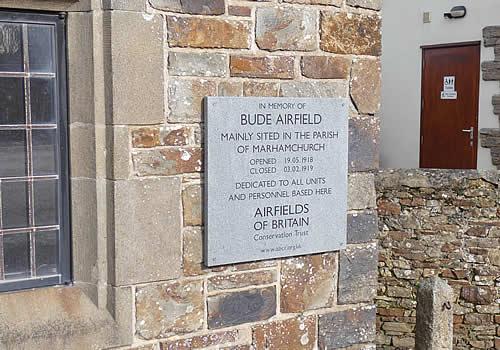 Photo Gallery Image - Plaque commemorating Bude Airfield on Marhamchurch Village Hall
