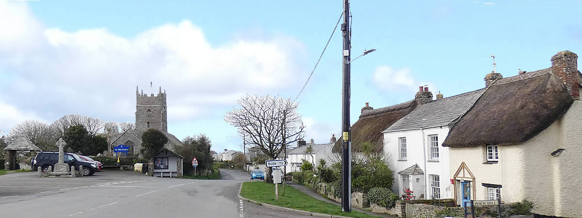 Views of the Parish Church, War Memorial and Bus Shelter